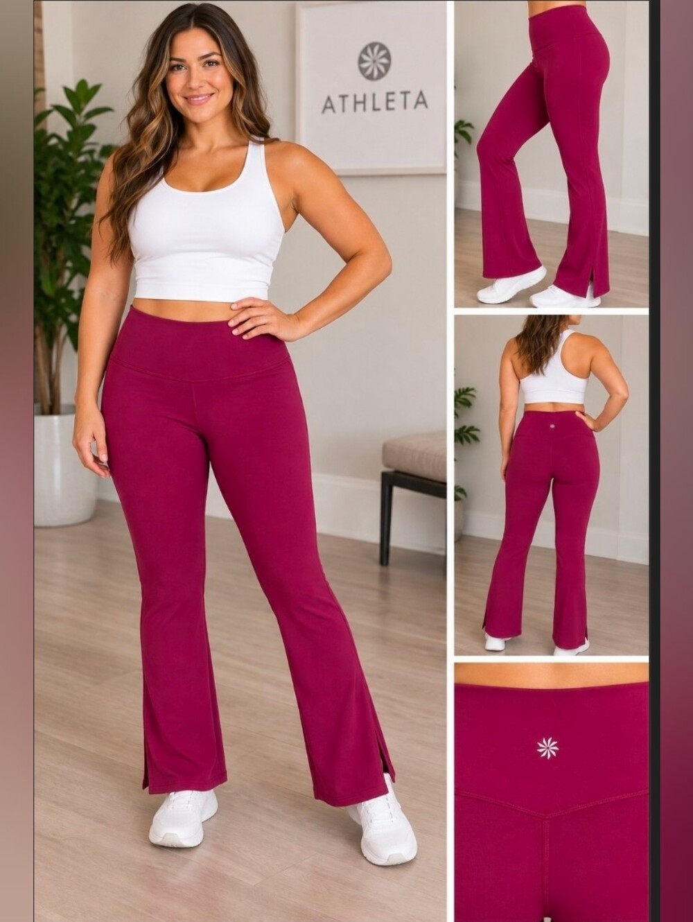Athleta Wine Flare-Leg High-Waist Pants